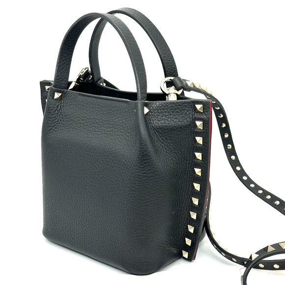 Valentino Garavani Rockstud Studded Small Leather Tote Crossbody Bag - Picture 14 of 16